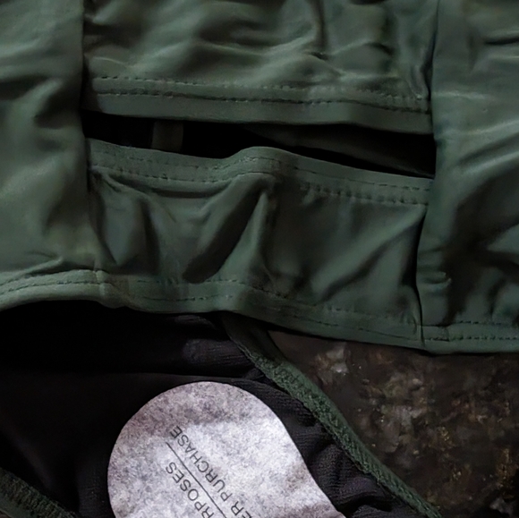 Womens Swimwear Cutout Tankini Bikini Set Sz M Stretch Green Spaghett Strap - Picture 7 of 9